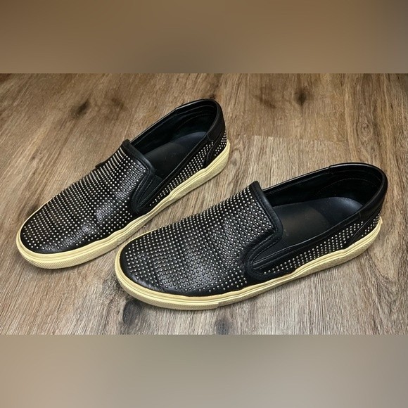 Yves Saint Laurent Women’s Sneakers Black Studded Slip On Shoes Size 8 - Picture 1 of 10